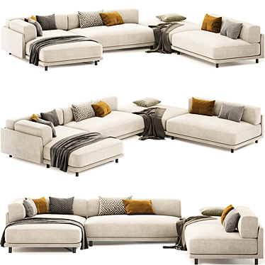 Light Color Sectional Sofa Chaise 3D model image 1 