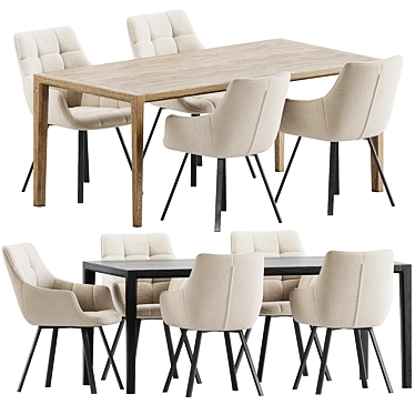 Modern Dining Set: Table & Chairs 3D model image 1 