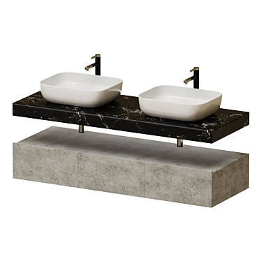 Modern Double Vessel Sink Vanity 3D model image 1 