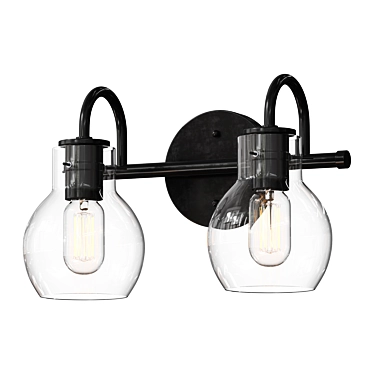 Elegant Two-Light Vanity Fixture 3D model image 1 