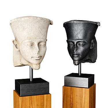 Amun Portrait Sculpture with Pedestal 3D model image 1 