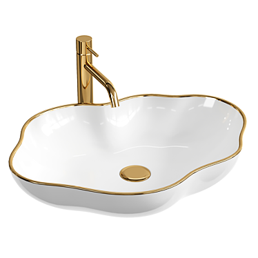 Gold Accent White Wash Basin 3D model image 1 