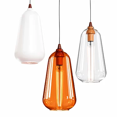 Amber Glass Pendant Light 3D model image 1 