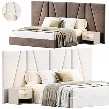 Modern Montreal Wide Headboard Bed 3D model image 1 