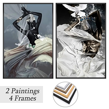 Gallery Wall Art Set with Frames 3D model image 1 