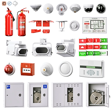 Security-Fire Alarm Set 3D Models 3D model image 1 