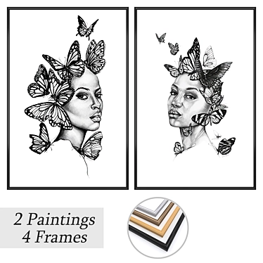 Art Set with Multiple Frames 3D model image 1 