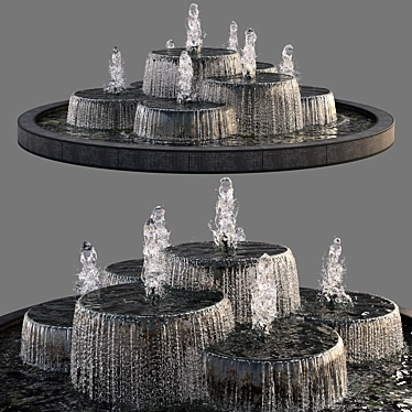 Tranquil Fountain Pond Feature 3D model image 1 