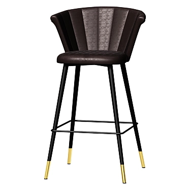 Marlon Grey Velvet Bar Stool 3D model image 1 