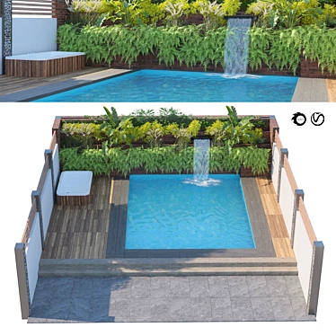 Garden pool with landscape