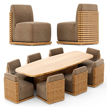 RH Trelica Rectangular Table Chair 3D model image 1 