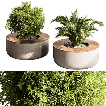 Cityscape Plant Bench Urban Decor 3D model image 1 