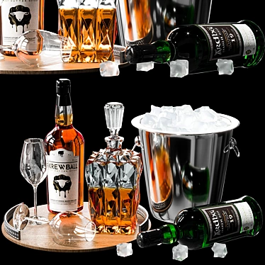 Premium Whiskey Decanter Set No5 3D model image 1 