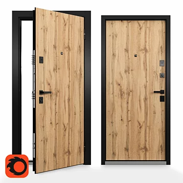 Customizable Steel Apartment Door 3D model image 1 
