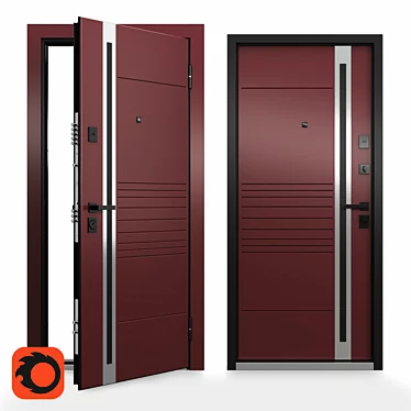 Customizable Steel Apartment Door 3D model image 1 