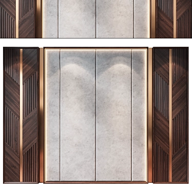 Wood Fabric Wall Panels Set 3D model image 1 