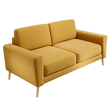 Elegant 3-Seater Mustard Sofa 3D model image 1 