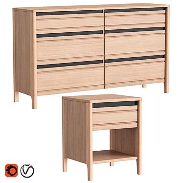 Dantone Home Office Set Oak 3D model image 1 