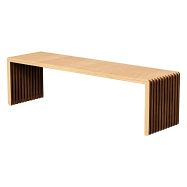 Teak Slatted Bench Furniture 3D model image 1 