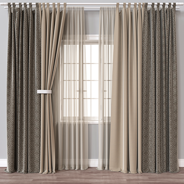 Textured 3D Curtain Model - Rendered in Vray and Corona 3D model image 1 