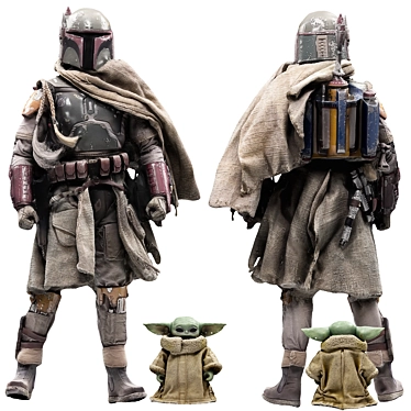 Boba Fett and Grogu Figures 3D model image 1 