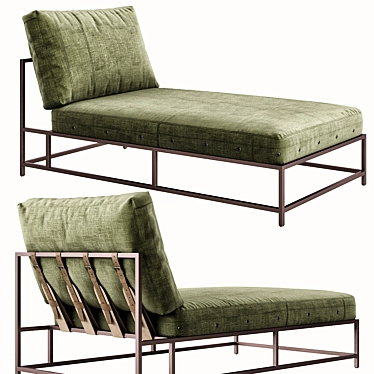 Vintage Rustic Military Canvas Chaise 3D model image 1 