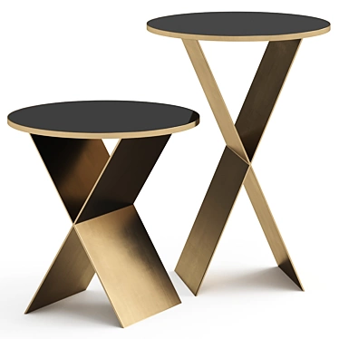 Sleek Fitch Side Table Set 3D model image 1 