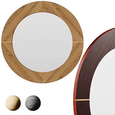 Mid-Century Fusion Wood Wall Mirror 3D model image 1 