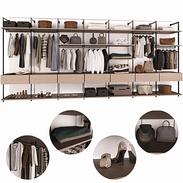 Modern Straight Wardrobe Composition 3D model image 1 