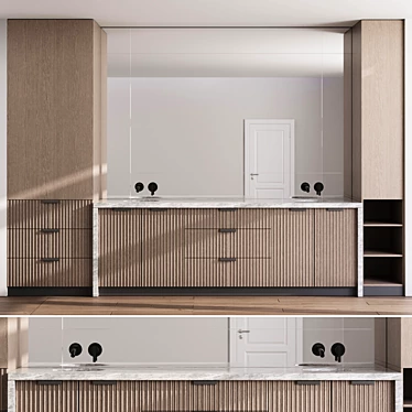 Elegant Bathroom Set with Inbani Faucet 3D model image 1 