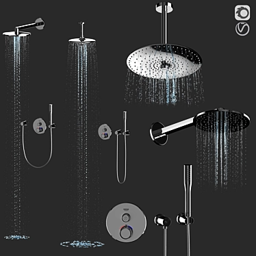 Grohe Wall-Mounted Shower Set 3D model image 1 