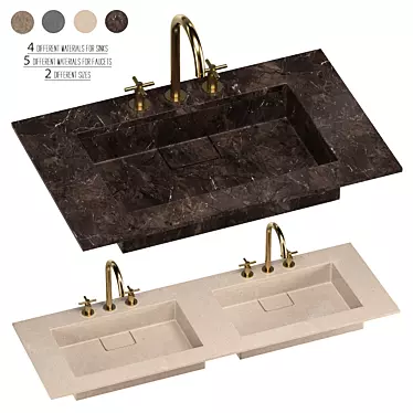 Luxury INBANI M54 Washbasins Set 3D model image 1 