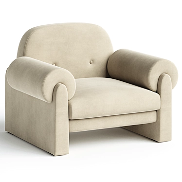 Italian Boucle Ecru Armchair 3D model image 1 