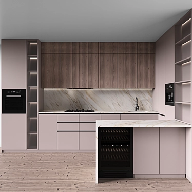 Edit-friendly Modern Kitchen with Appliances 3D model image 1 