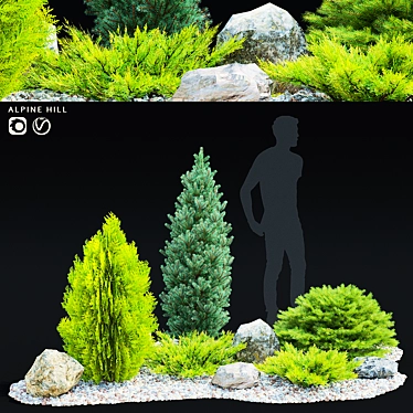 Alpine Conifer Hill Scene Kit 3D model image 1 