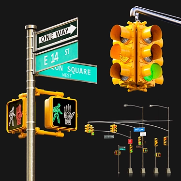 Exterior 3D Traffic Lights Set 3D model image 1 