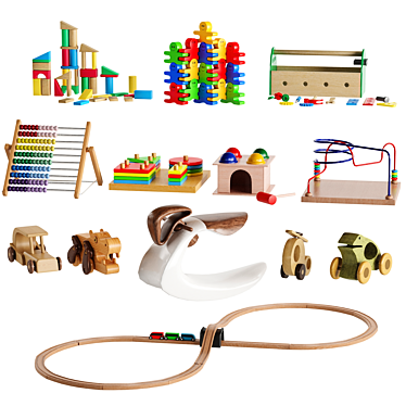 Kids Wooden Toy Room Set 3D model image 1 