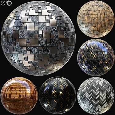 PBR Seamless Mosaic Tiles Collection 3D model image 1 