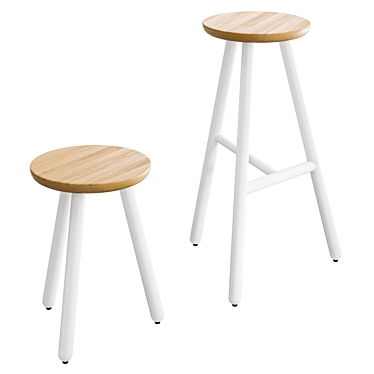 Modern Bar Stool Set 3D model image 1 