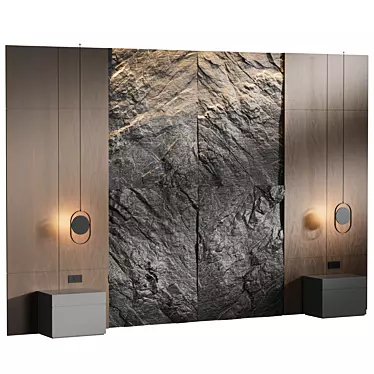 Geometric Stone Headboard Panel 3D model image 1 