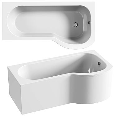 P-Shaped Shower Bath Set with Screen 3D model image 1 