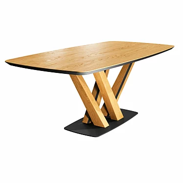 Modern Solid Oak Dining Table 3D model image 1 