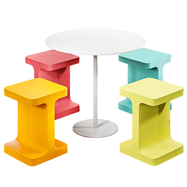 Multi-Height Table Set with Materials 3D model image 1 