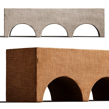 Arch-Inspired Upholstered Bench 3D model image 1 