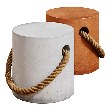 Concrete Rope Stool Table Ottoman 3D model image 1 