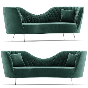 Ethereal Velvet Sofa Upgrade 3D model image 1 