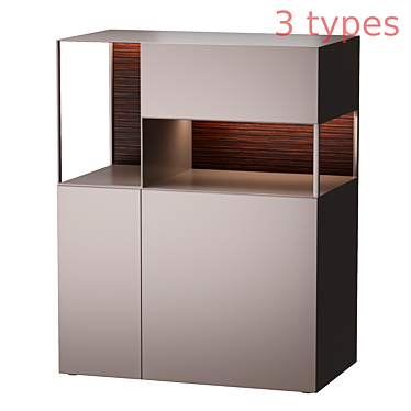 Wooden Highboard with Integrated Lighting 3D model image 1 