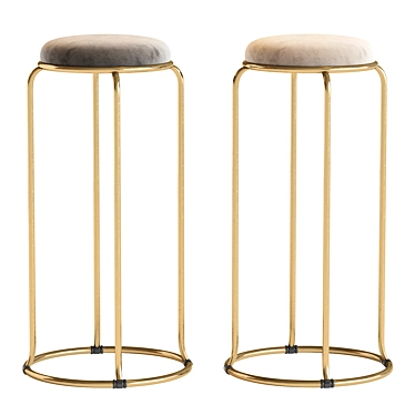 Scandi Stackable Round Seat Barstools 3D model image 1 