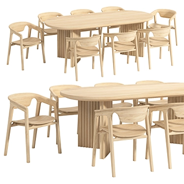 Modern Italian Table Chair Set 3D model image 1 