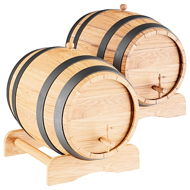 Wine Barrel in Wood 3D model image 1 